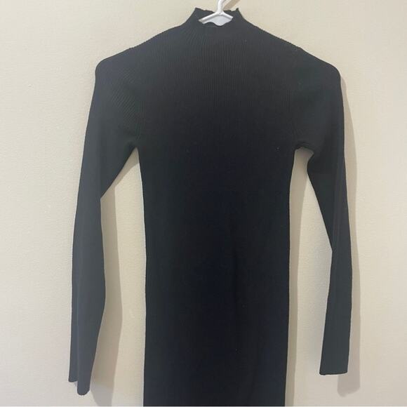 VICI Newtown Long Sleeve Ribbed Black Mock Neck Midi Sweater Dress Size Small - Picture 5 of 10